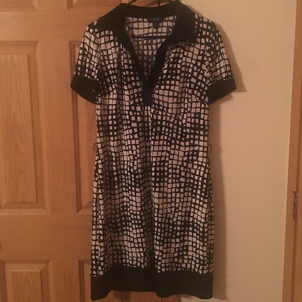 Chaps dress black and white with collar